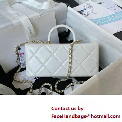 Chanel Quilted Shiny Calfskin  &  Gold-Tone Metal box Bag AS4471 White 2023